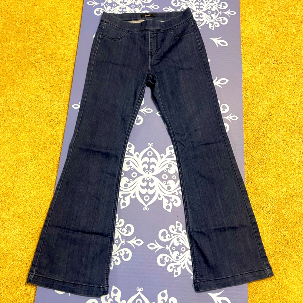 Cello Pull-On Flare Jeans - Dark Wash - Size Medium